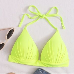 Lime Green Halter Bathing Suit Top